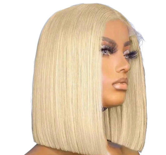 Blonde Straight 4x4 Transparent Lace 100% Human Hair Bob Wig