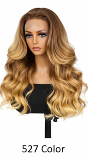 Light Brown Ombre Brazilian Hair 24' Glueless Piano Color Body Wave Human Hair Pre-cut Lace Front Wigs